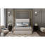 Lit à baldaquin en métal de luxe moderne avec tête de lit tapissier en velours côtelé-42081179-42081177