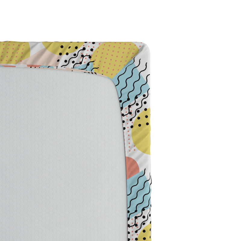 Microfiber Fitted Sheet, Full Fitted Sheet, Yellow Geometric