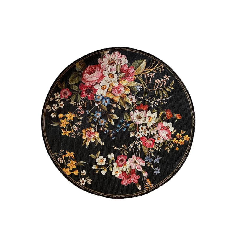 Floral Patterned Round Carpet, Round 2'8"
