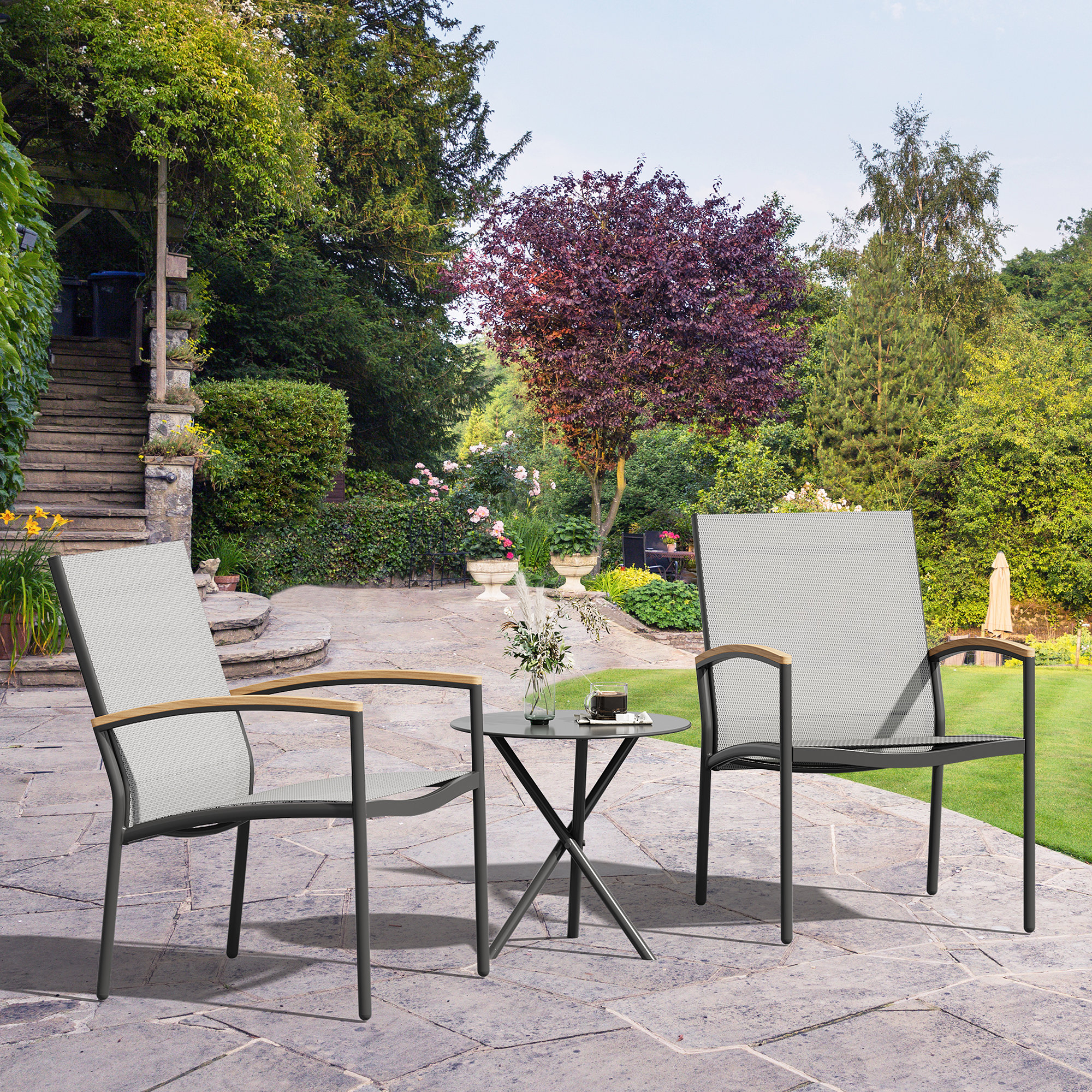 Wade Logan® Happel Square Person Long Bistro Set with Cushions  