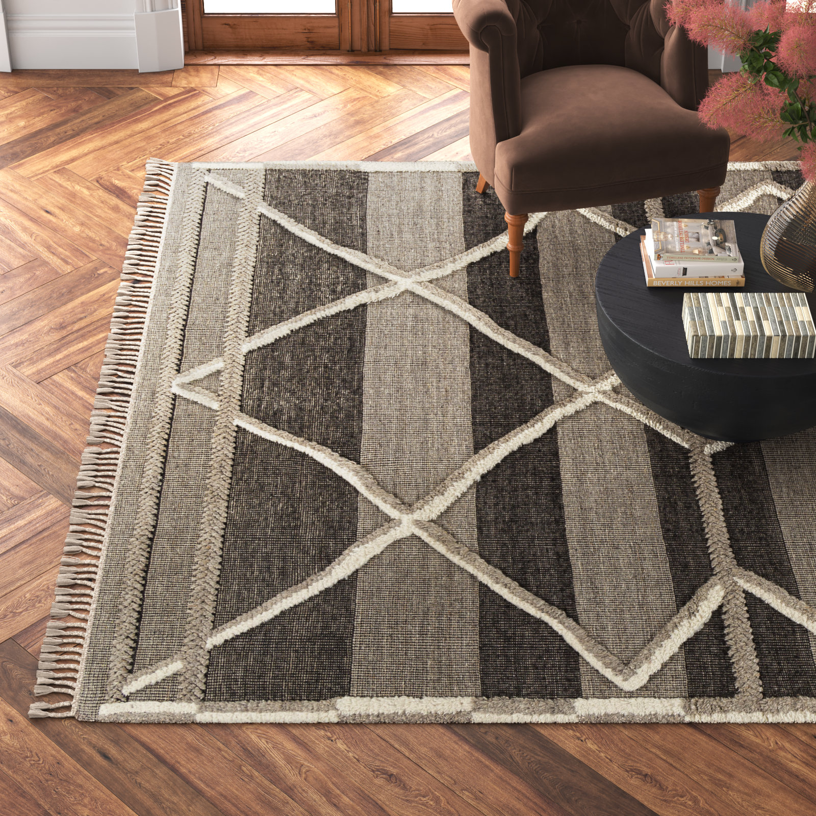 Leanna Hand-Knotted Gray Moroccan Rug, Rectangle 8' x 10'