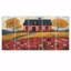 Paysage d'automne rouge - ensemble d'art mural de ferme-1037455237