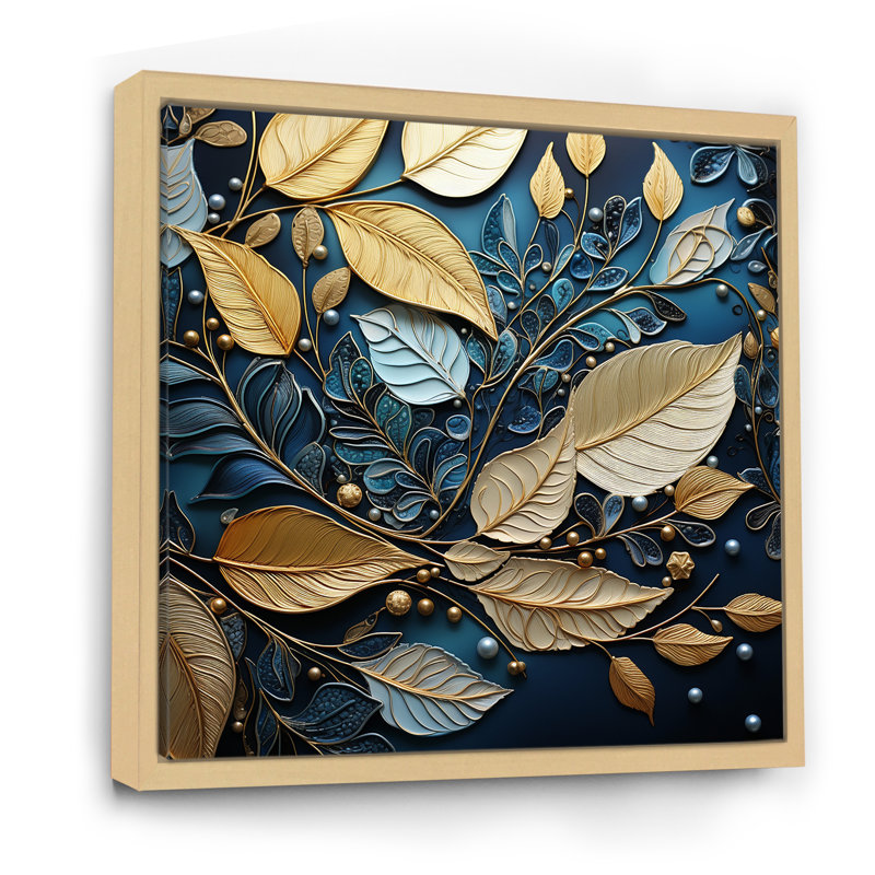 Charme de feuilles d'or en hiver II, Cadre naturel flottant, H 36 po x l 36 po x P 1,5 po