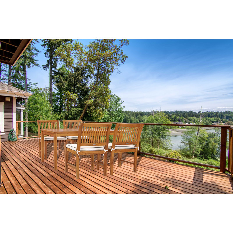 Ensemble de salle à manger rectangulaire 5 pièces bistro en bois de teck 5 pièces avec 4 chaises d'appoint