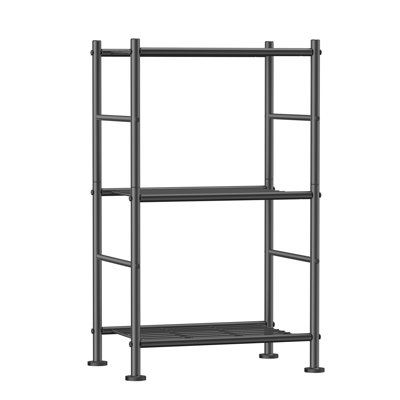 Storage Shelves - 3 Tier Shelf Organizer, Sturdy Metal Garage Shelving with Adjustable Leveling Feet, Space-Saving Shelves Organizer for Pantry, Laundry, Kitchen (18" x 12" x 30", Black)