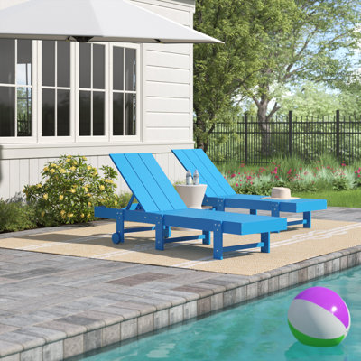 Joubert 77.6" Long Outdoor All-Weather Poly Reclining Single Chaise Set