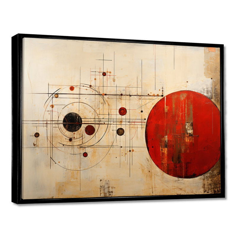 Lune rouge mercure rétrograde - paysage abstrait, art mural, Cadre flottant noir, H 12 po x l 20 po