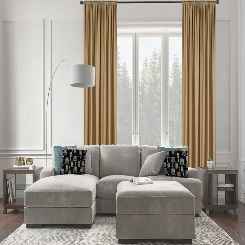 Extra Wide & Extra Long Custom Made Solid Color Room Darkening Single Curtain Panel, 52" W x 228" L, Barley