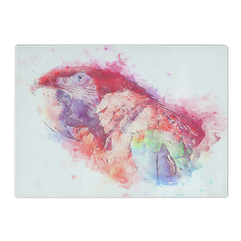Tempered Glass Macaw Parrot Chopping Board, 39 cm W x 28.5 cm L