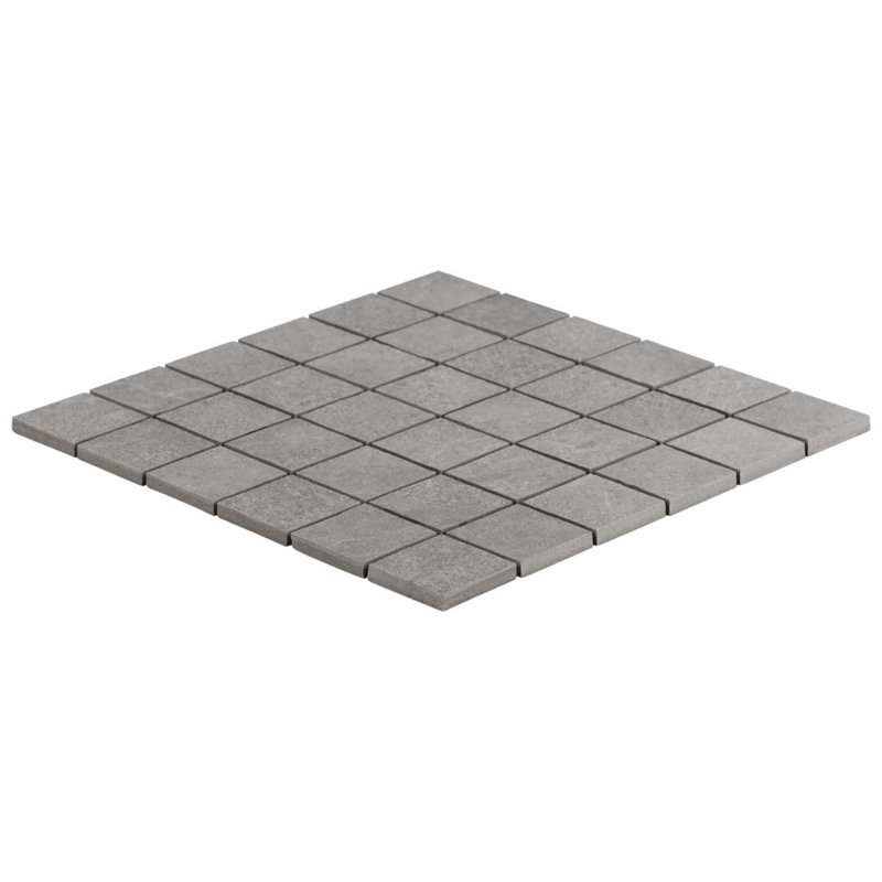 Era 2X2 Limestone Look Matte Porcelain Mosaic Tile, Silver Gray