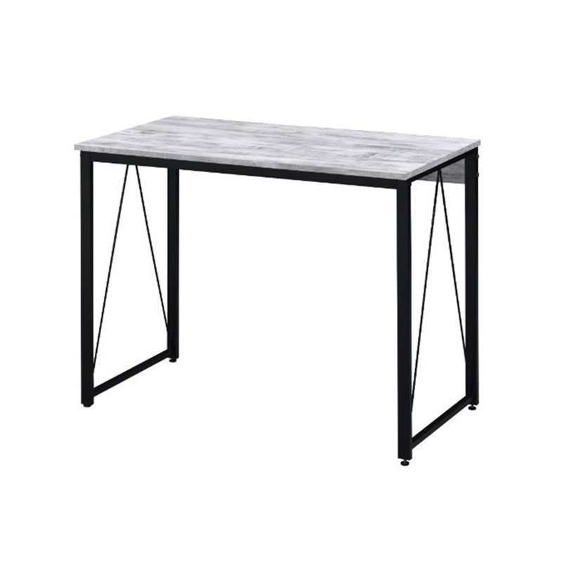 Bureau d'écriture rectangulaire avec base en métal, H 28 po x l 35 po x P 18 po, Blanc antique