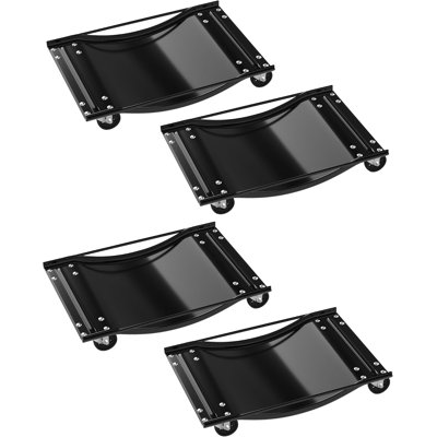 4-Pack Heavy Duty Car Wheel Dolly Skates, 2500 LBS Capacity, 360° Swivel Casters Brake, Black