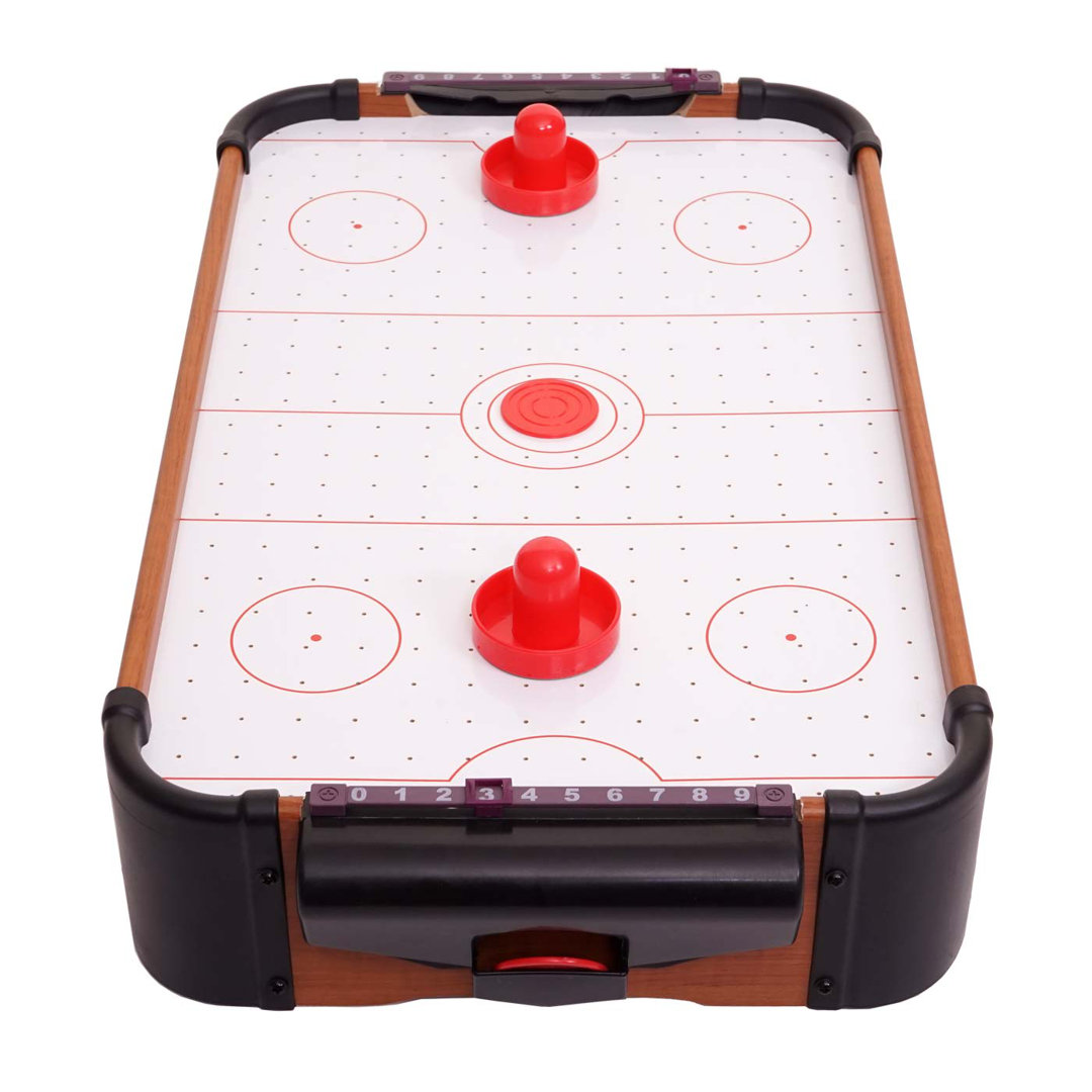 Mini Air Hockey MCW-J10, Tischspiel Lufthockey Inklusive Zubehör, Holz 56X30x10cm