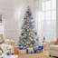 Pre-lit Snow Flocked Christmas Tree with Multicolored LED Lights of 9 Light Modes-1446798027