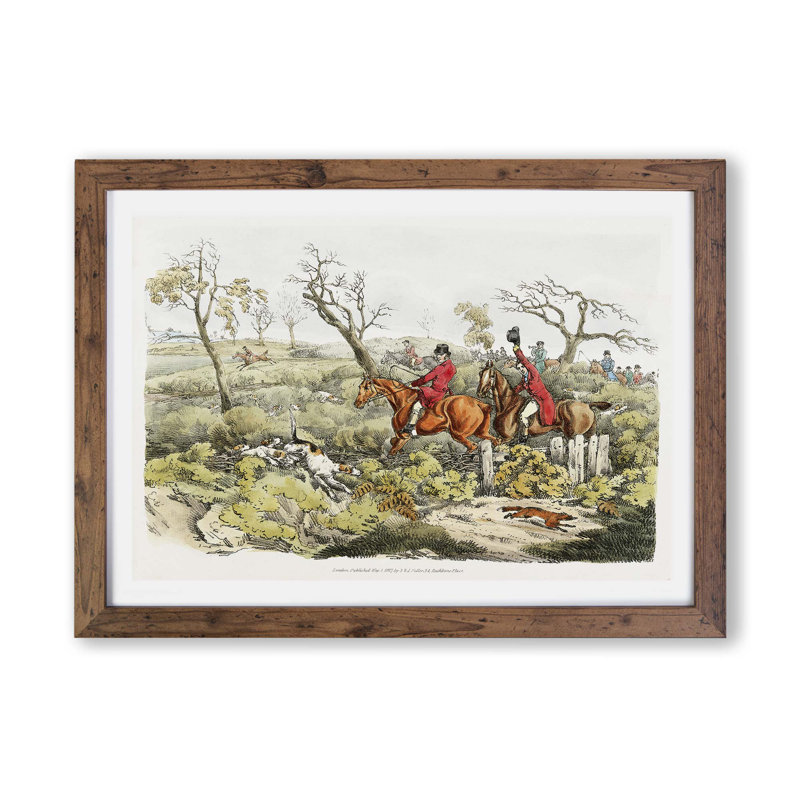 Fox Hunting by Henry Alken - Framed Print, 24cm H x 33cm W x 2cm D, Walnut