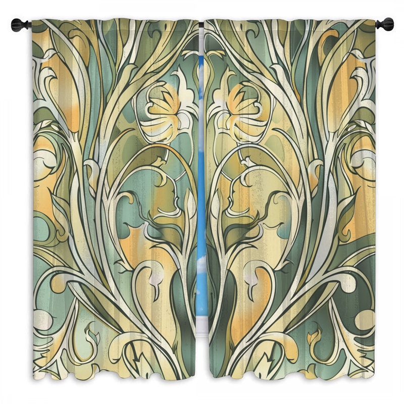 Motif de rideaux de fenêtre à motif floral transparent et obscurcissant - 2 panneaux, 20 po x 80 po - 2 panneaux, Transparent