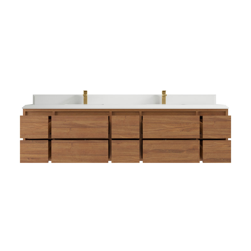 84'' Double Bathroom Vanity with Quartz Top
