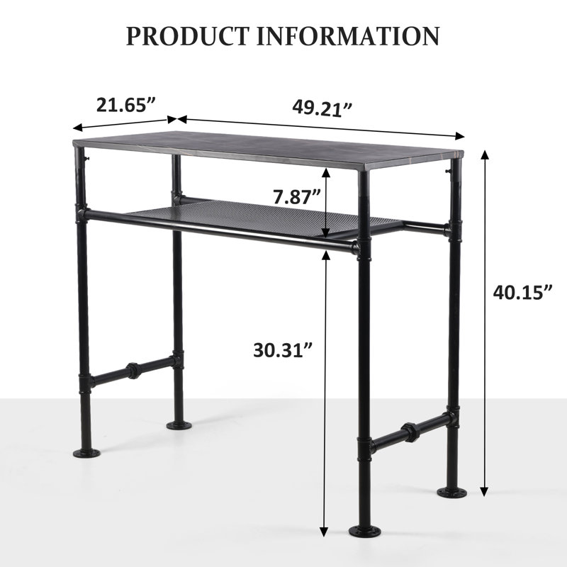 Table de salle à manger Marlean, Noir, Noir, H 40,15 po x l 21,65 po x L 49,21 po