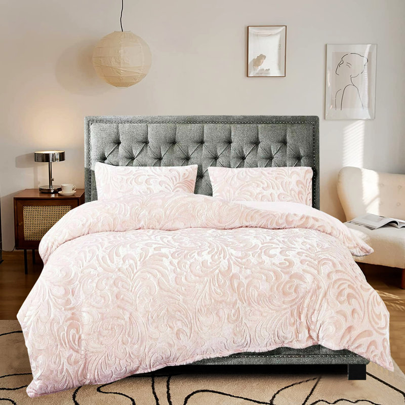 Floral Duvet Cover Set with Pillowcases Included, King, Blush Pink