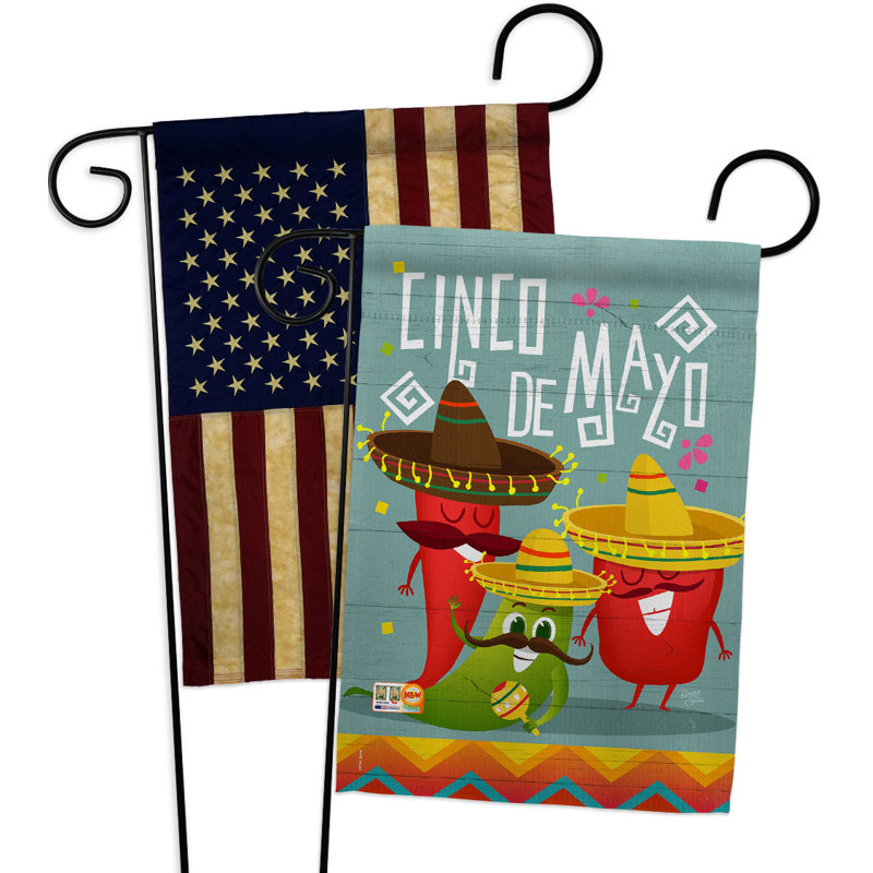 Drapeau de jardin en piment 19 po x 13 po Cinco De Mayo