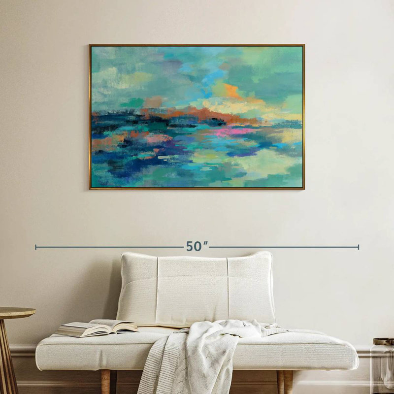 Été bord de mer Luper, Cadre flottant doré, 43 po x 29 po