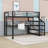 Metal Loft Bed With Built-In LED Lights, Charging Station, Desk And Storage Stairs-1215323823