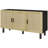 Cabinet with 3 Rattan Doors and Adjustable Shelves-1765891217