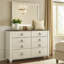 Ensemble de commode et miroir Isla, 6 tiroirs, plateau en faux planches brun, blanc délavé