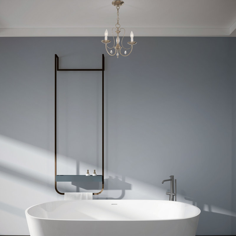 Lustre classique / traditionnel à 3 lumières de style bougie avec détails en cristal Gaiwan, Nickel brossé
