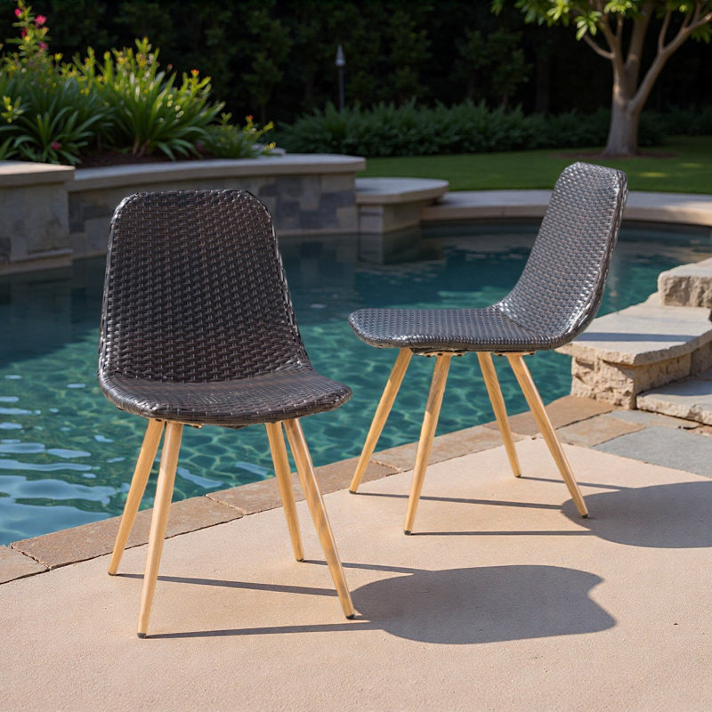 Chaise avec pieds thermolaqués, ensemble de 2, Noir/naturel