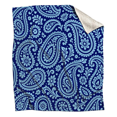 Blue Paisley Floral Blankets