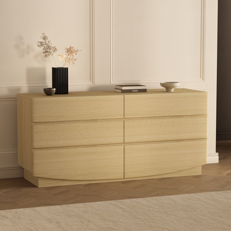Commode double contemporaine 6 tiroirs Ardea, Chêne naturel