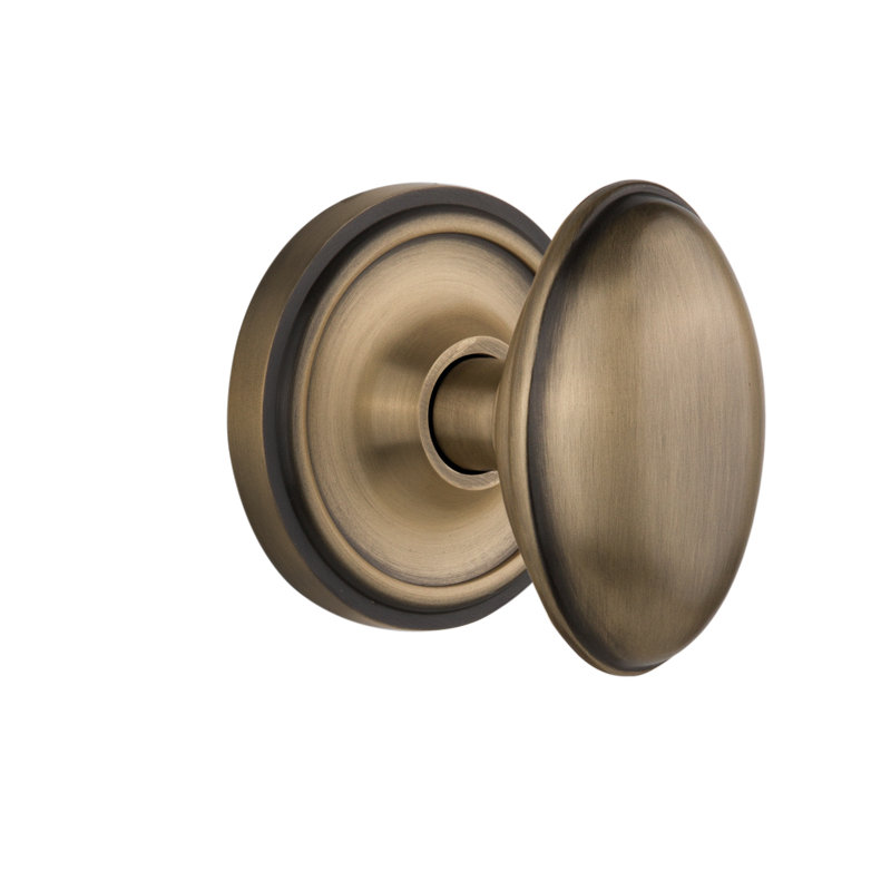 Classic Rosette with Homestead Door Knob, Antique Brass, 2-3/8”