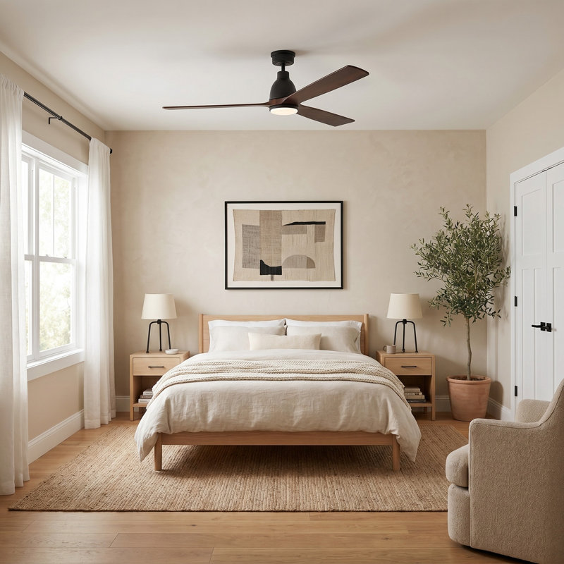 Smart LED Ceiling Fan, Brushed Silver