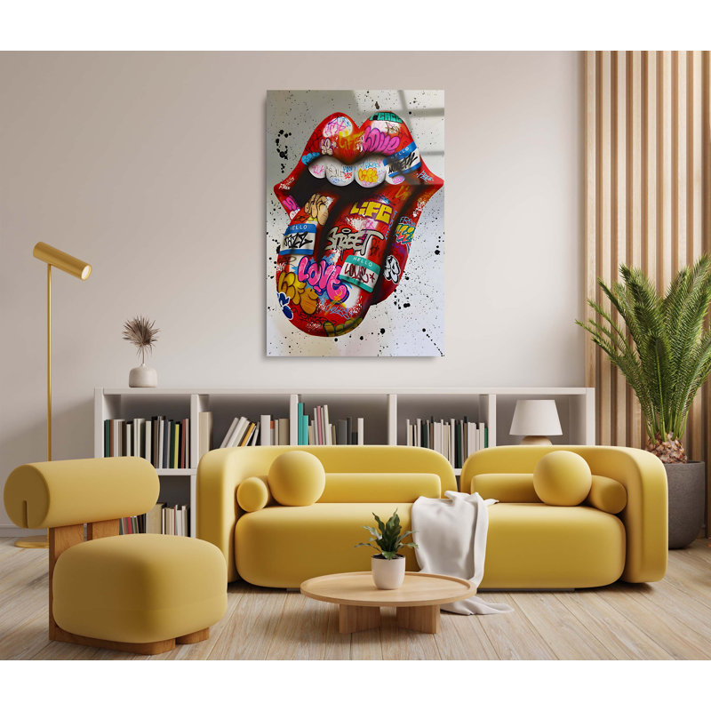 " Graffiti Rolling Stones Logo ", 36" W x 24" H