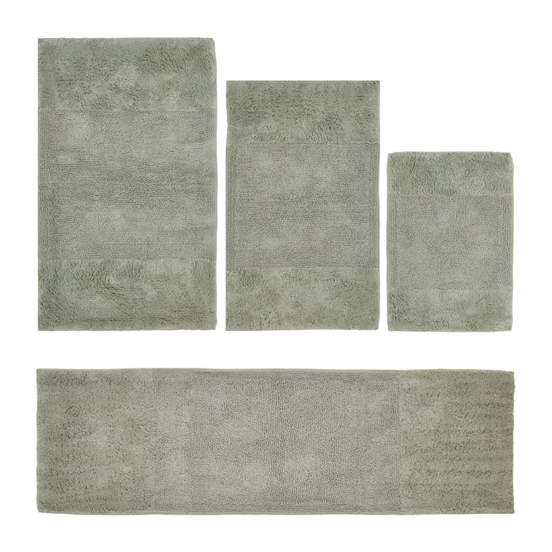 Granada Premium 100% Cotton 2155 GSM 4-Piece Bath Rug Set, OEKO-TEX® Certified, Non-Slip Spray Latex Backing, Plush Tufted, Super Absorbent, Machine Washable Bathroom Rugs for Bathroom, Shower, Tub & Vanity, Dark Sage