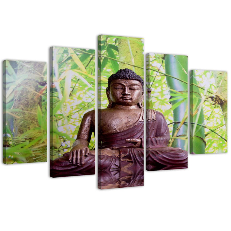 Buddha Meditation Green - 5 Piece No Frame Set on Canvas