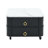 2-In-1 Square Nesting Coffee Table With Wheels & Drawers, Stackable Side Table With High Gloss Marble Grain Top, End Table Set With Brown Tempered Glass For Living Room-378933509-378933504