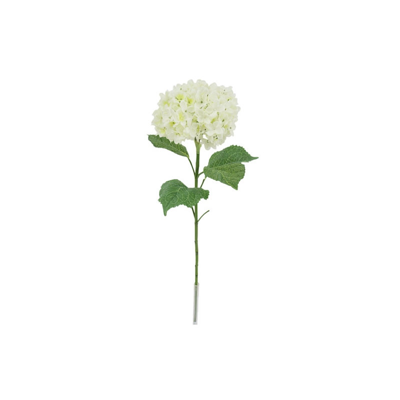35" Light Green Artificial Hydrangea Stems, White
