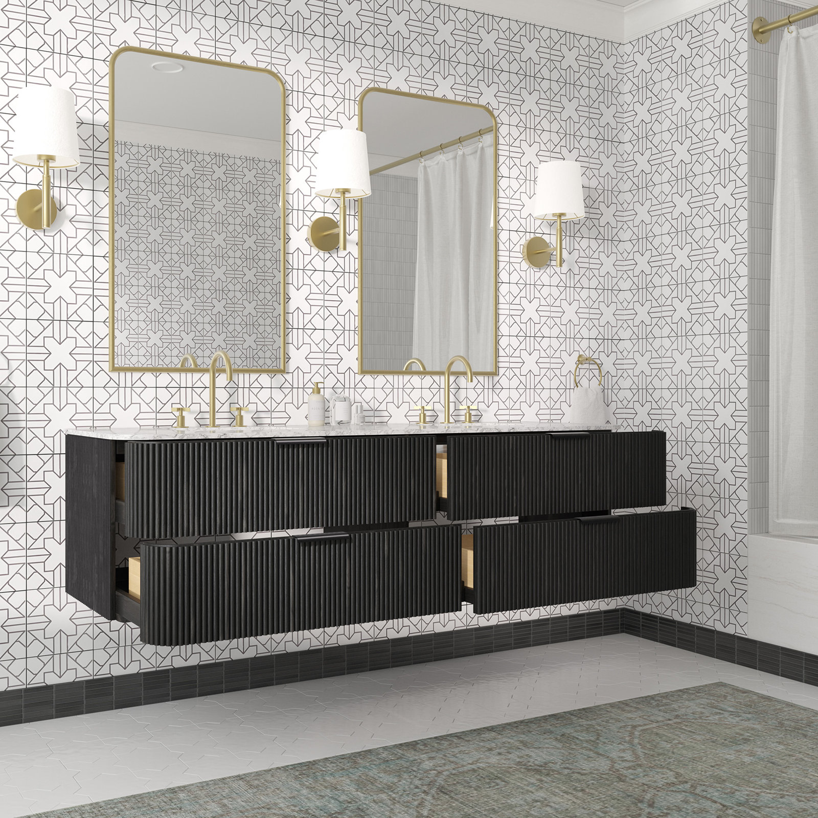 Nova 72" Carrara Marble Double Bathroom Vanity