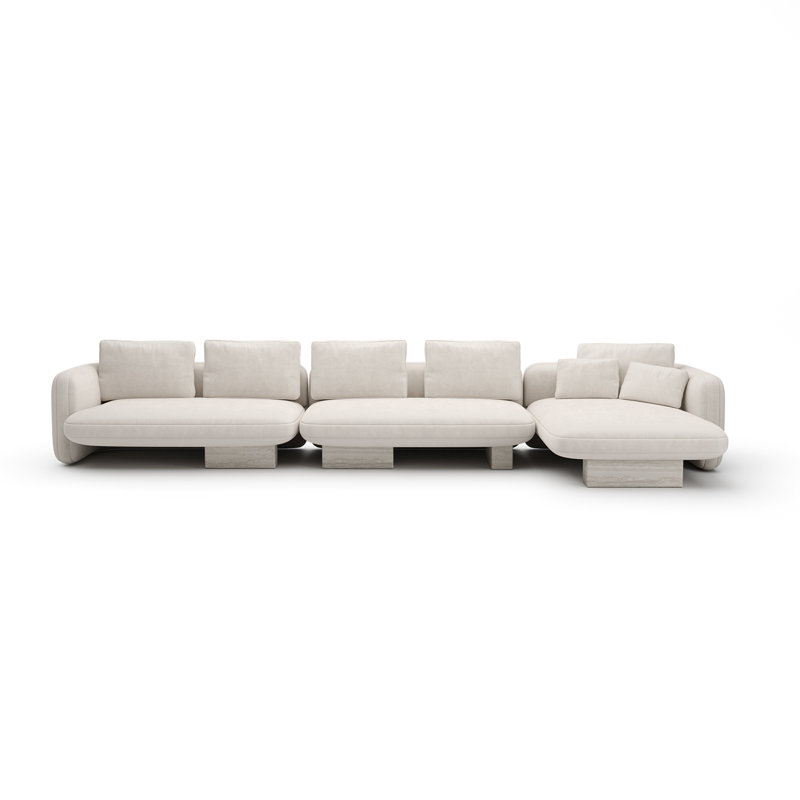 *Overlap Right Chaise Sec Large Ecru, White Polyester Blend