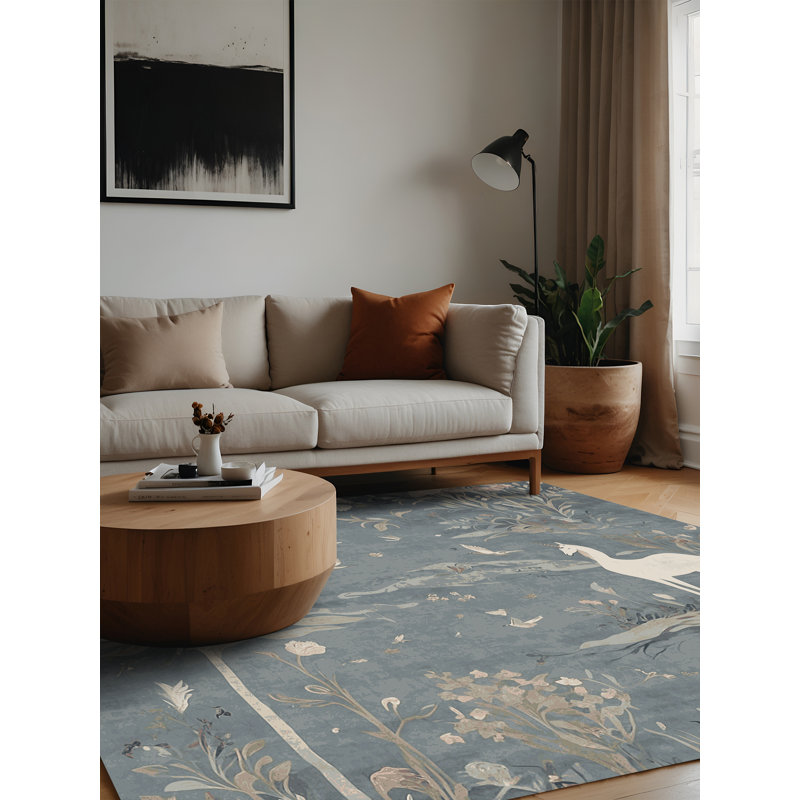 Tapis gris lavable à la machine, Carré 5 pi