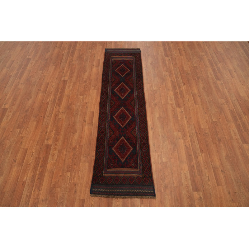 Handmade Wool Traditional Afghan Runner Rug 2x7