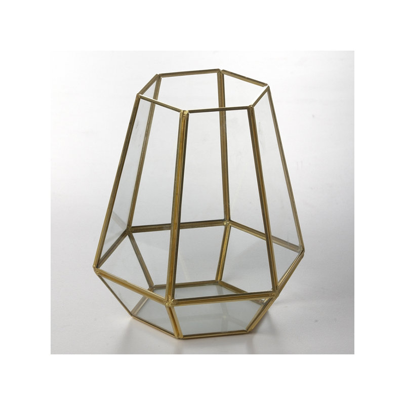 Nona Glass Terrarium, Clear/Gold