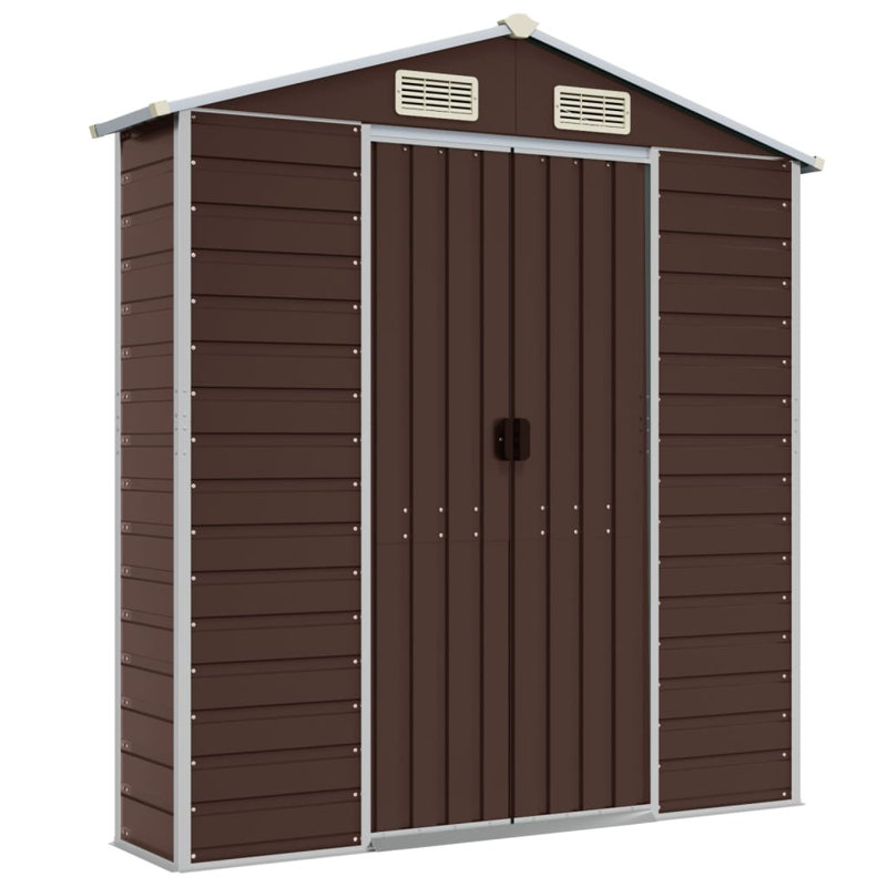 Brenza Garden Shed 191x725x198 cm Galvanised Steel, Brown