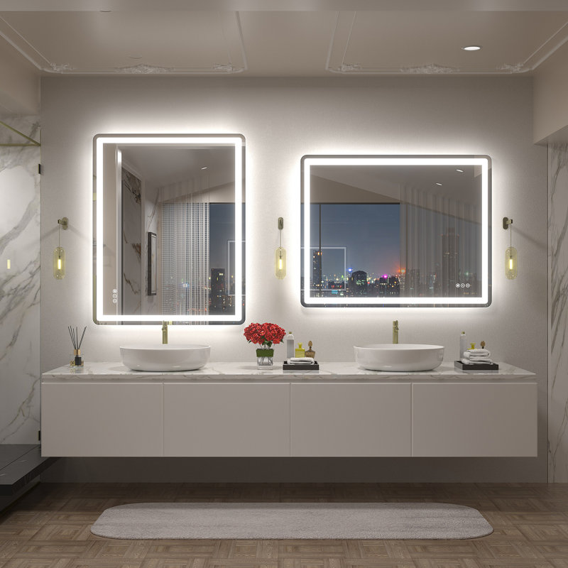 Aevar UL Certified Front & Back LED Anti-Fog Tempered Glass Bathroom/Vanity Mirror with 3-Year Warranty, 40" x 32"