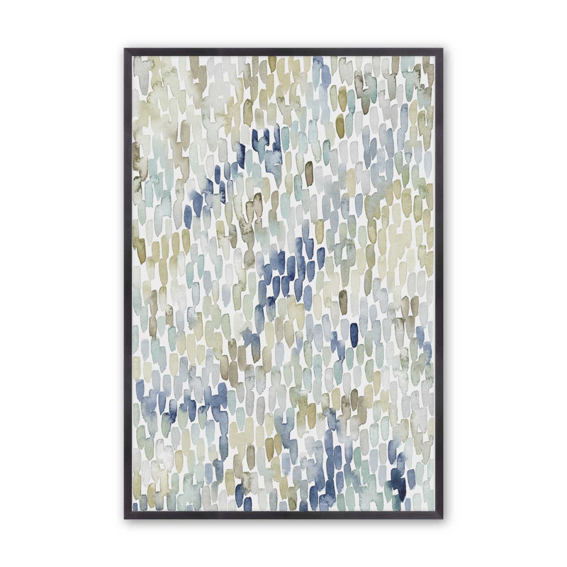 Fluid Abstracts in Earthy Blues I Print in a Frame, Cadre de coin ouvert en zinc patiné, H 21,25 po x l 17,25 po