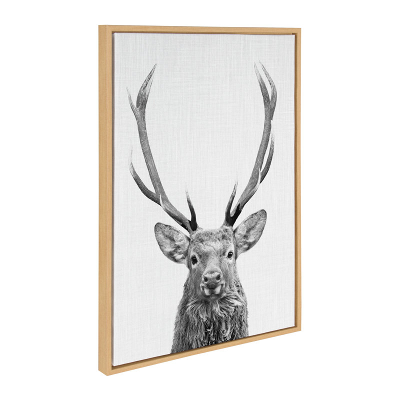 «The Red Deer BW» par Simon Te, reproduction d'art sur toile encadrée, H 33 po x l 23 po x P 1,62 po, Naturel
