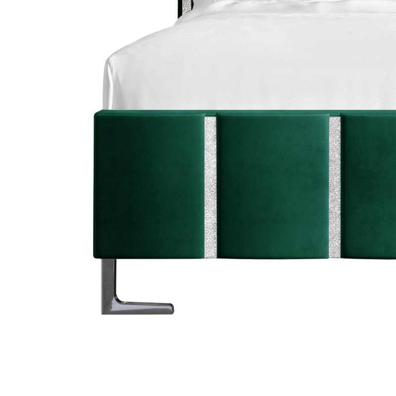 Lit tapissier standard à profil bas Laimdota, Vert, Très grand