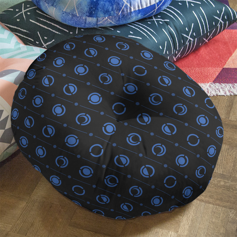 Coussin de sol à phases de lune classiques, 30 po x 30 po, Bleu